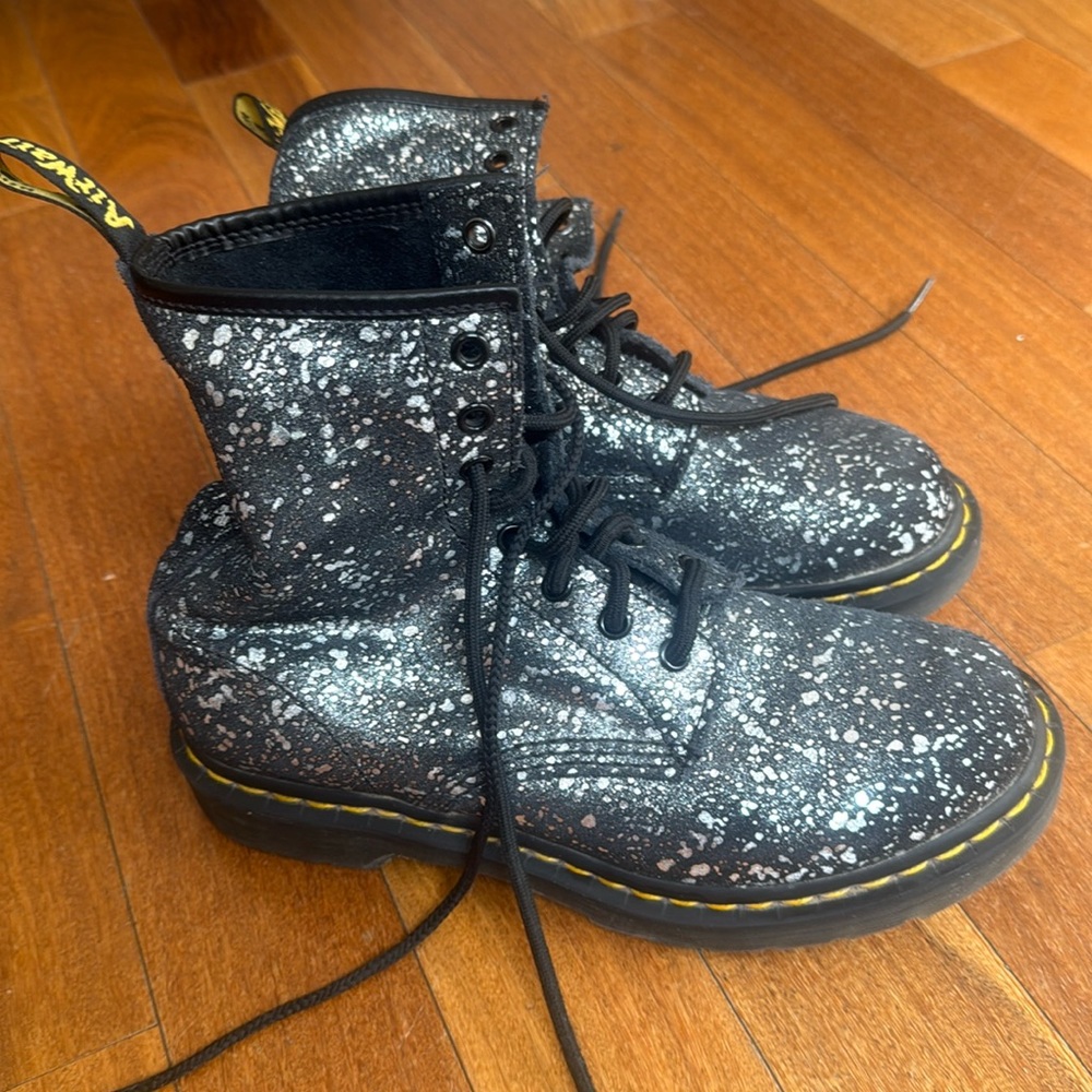 Dr. Martens Silver Speckled Boots (Size 8)